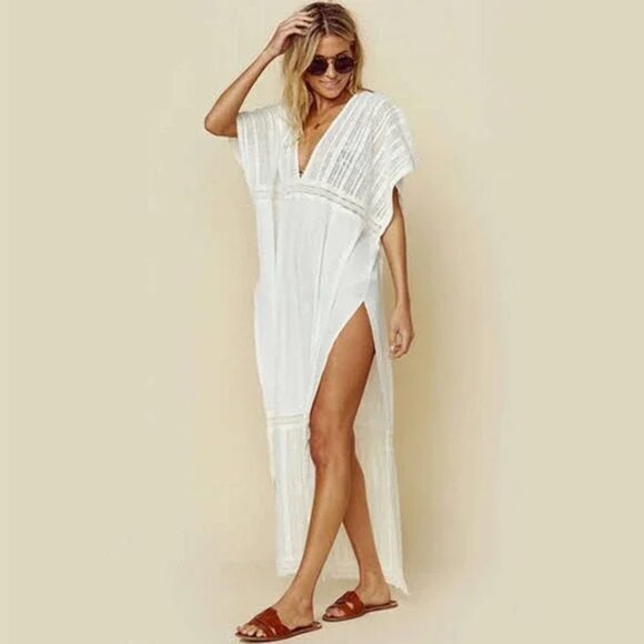 On My Rack Other - 2/$30 NEW Boho White Caftan Beach Swim Coverup Maxi Dress